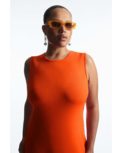 Knitted Midi Dress Bright Orange