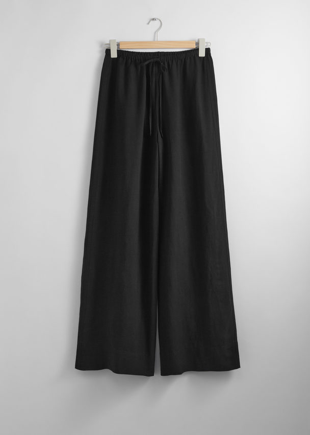 & Other Stories Relaxed Drawstring Trousers Black