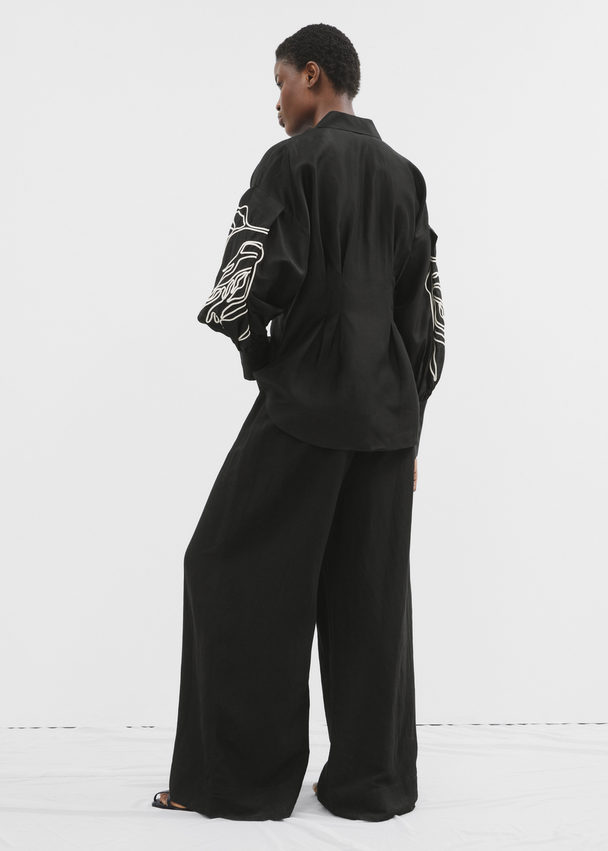 & Other Stories Relaxed Drawstring Trousers Black