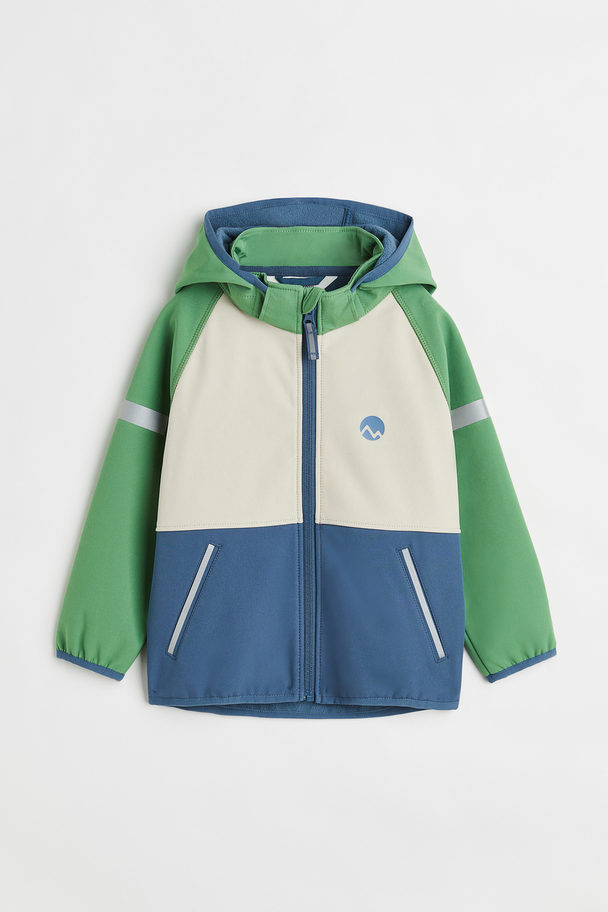 H&M Water-resistant Softshell Jacket Green/block-coloured