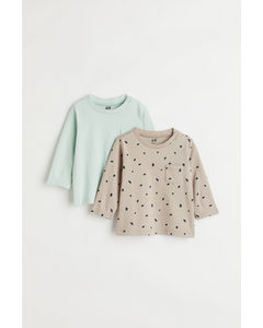 2-pack Jersey Tops Mole/light Turquoise