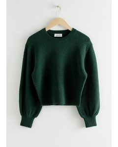 Cropped Relaxed Sweater Dark Green