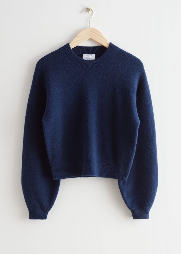 & Other Stories Cropped Relaxed Sweater Navy