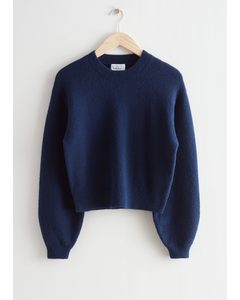 Cropped Relaxed Sweater Navy