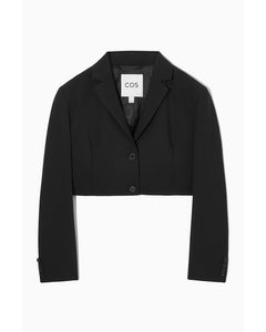 Cropped Wool Blazer Black