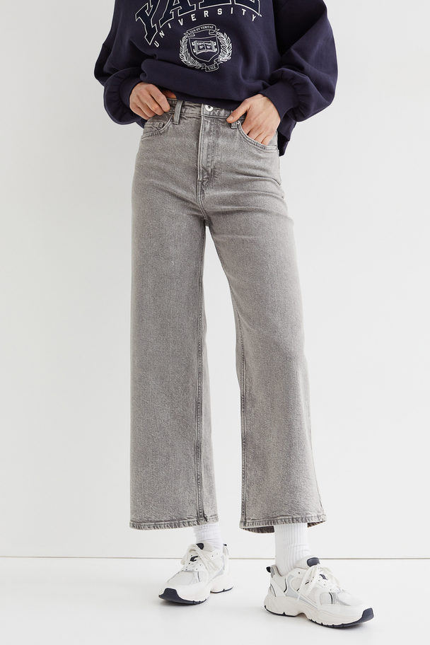 H&M Wide High Ankle Jeans Grey