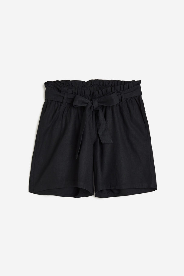 H&M Mama Before & After Linen-blend Shorts Black