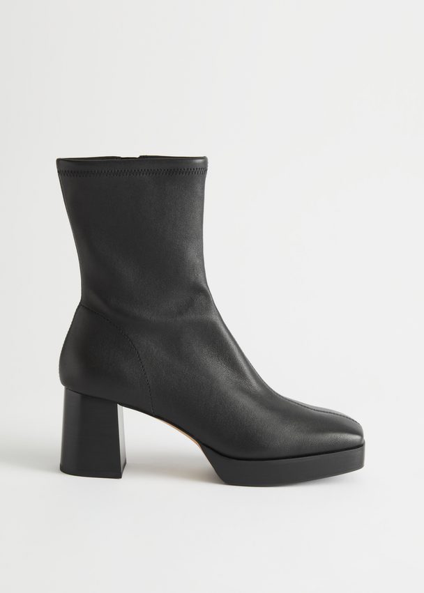 & Other Stories Block Heel Stretch Boots Black