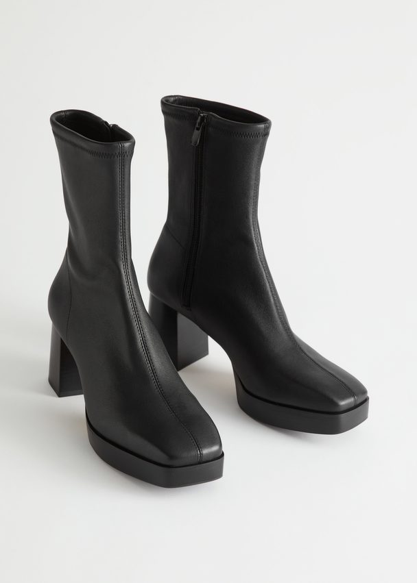 & Other Stories Block Heel Stretch Boots Black
