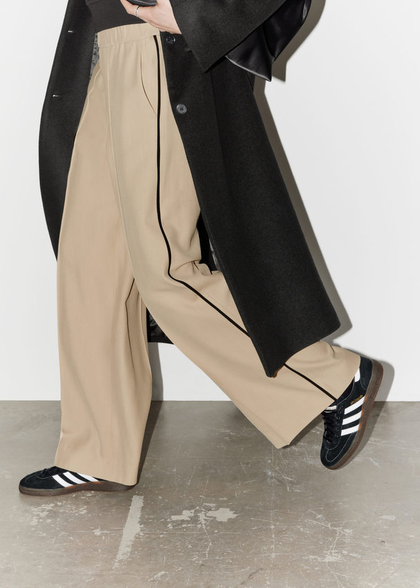 & Other Stories Relaxed Press-crease Trousers Beige