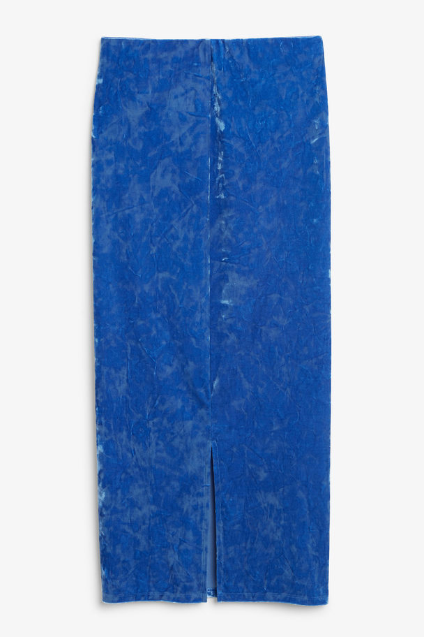 Monki Enger blauer Maxirock aus Samt mit Rückenschlitz Kräftiges Blau