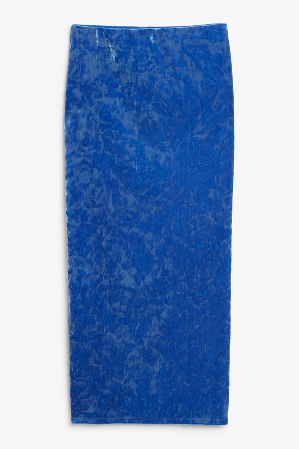 Monki Enger blauer Maxirock aus Samt mit Rückenschlitz Kräftiges Blau
