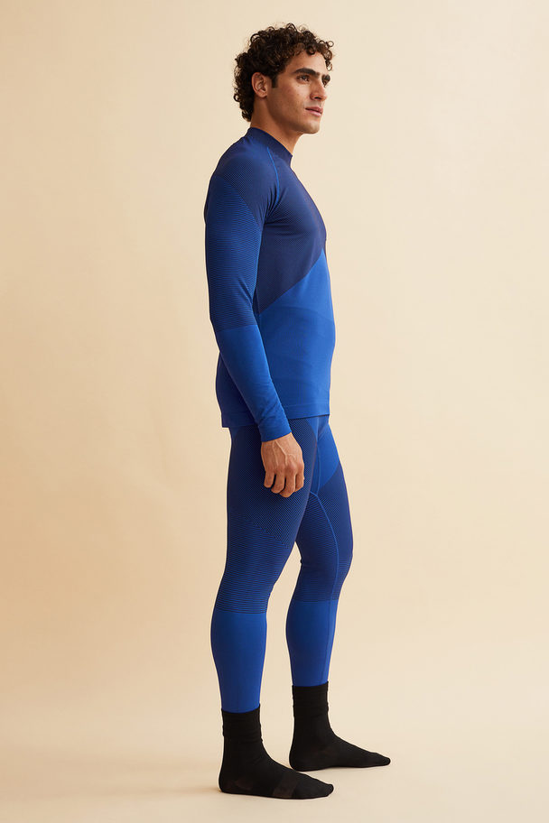 Seamless Base Layer Tights - Bright blue/dark blue - Men