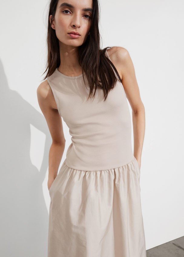 & Other Stories Midi-jurk Met Tanktop Aan De Bovenkant Beige