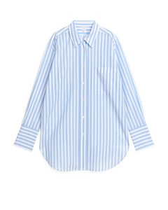 Oversized-Hemd aus Popeline Weiß/Blau