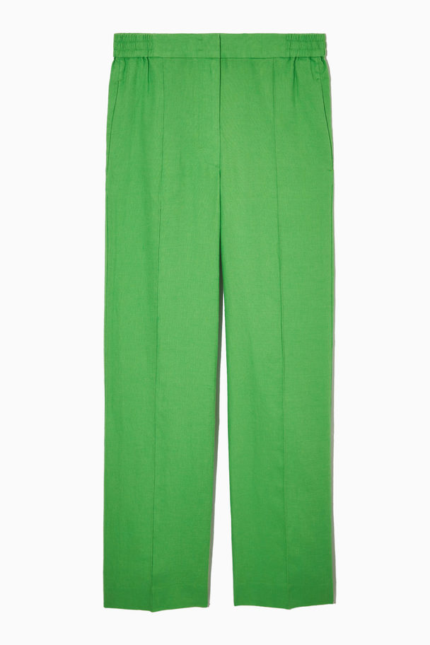 COS Straight-leg Linen Trousers Green