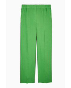 Straight-leg Linen Trousers Green