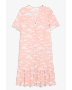Short Sleeve Midi Dress Pink Clouds