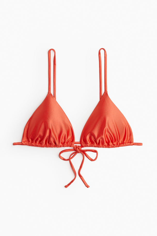 H&M Wattiertes Triangel-Bikinitop Orange/Glänzend