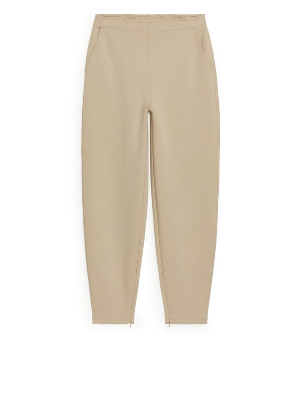 Arket Tapered Jersey Trousers Beige