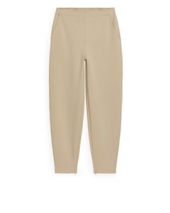 Tapered Jersey Trousers Beige