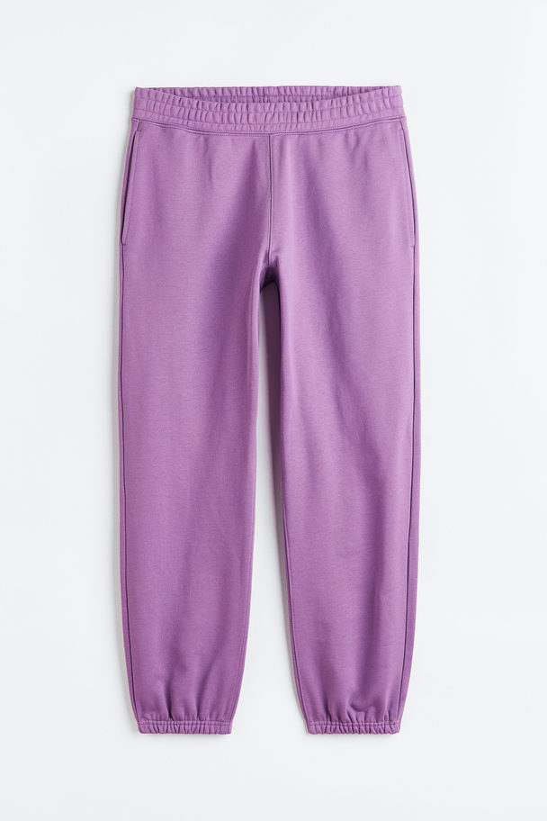 H&M Relaxed Fit Cotton Joggers Deep Lilac