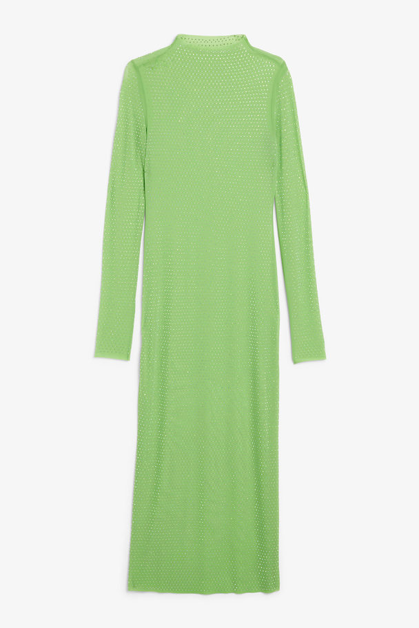 Monki Langermet Maxi-kjole I Mesh Grønn