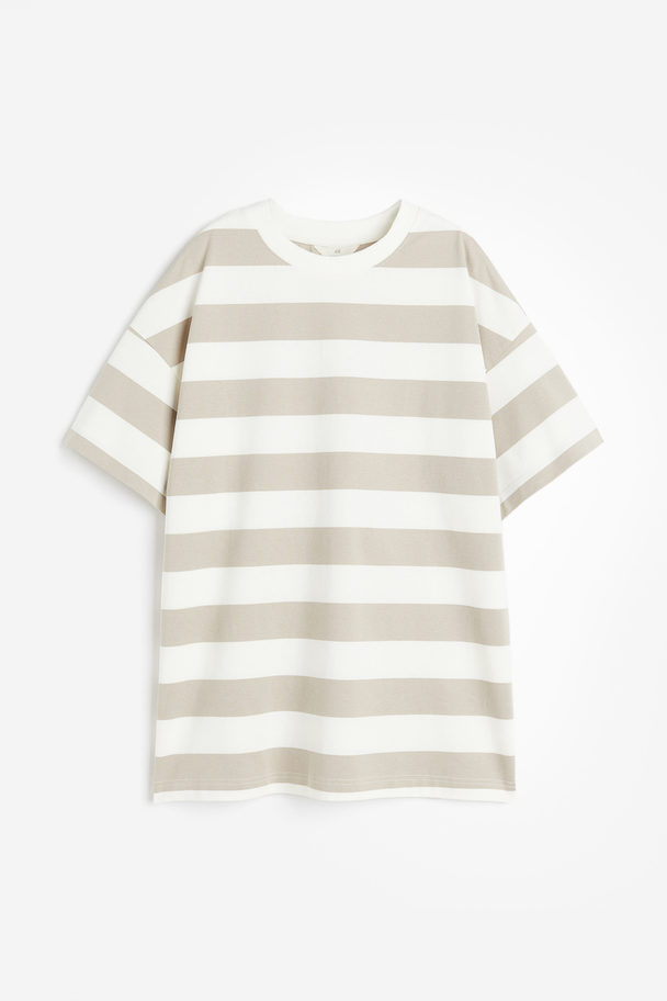 H&M Oversized T-shirt Muldvarp/stribet