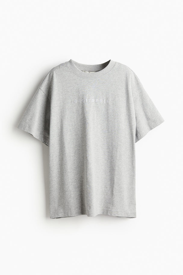H&M Oversized T-Shirt Hellgraumeliert/California
