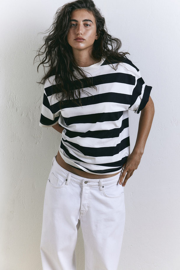 H&M Oversized T-shirt White/black Striped