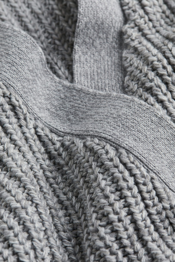 H&M Rib-knit Wrap Cardigan Grey