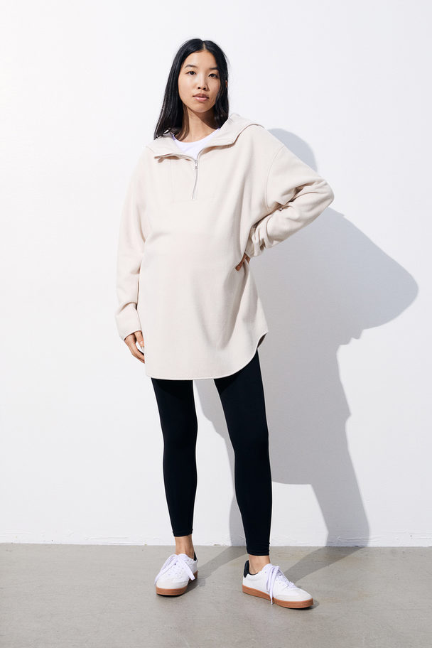 H&M Mama Oversized Fleece Hoodie Natural White