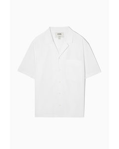 Relaxed-fit Knitted-collar Poplin Shirt White