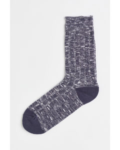 Rib-knit Socks Dark Blue Marl