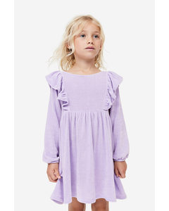 Flounce-trimmed Chenille Dress Lilac