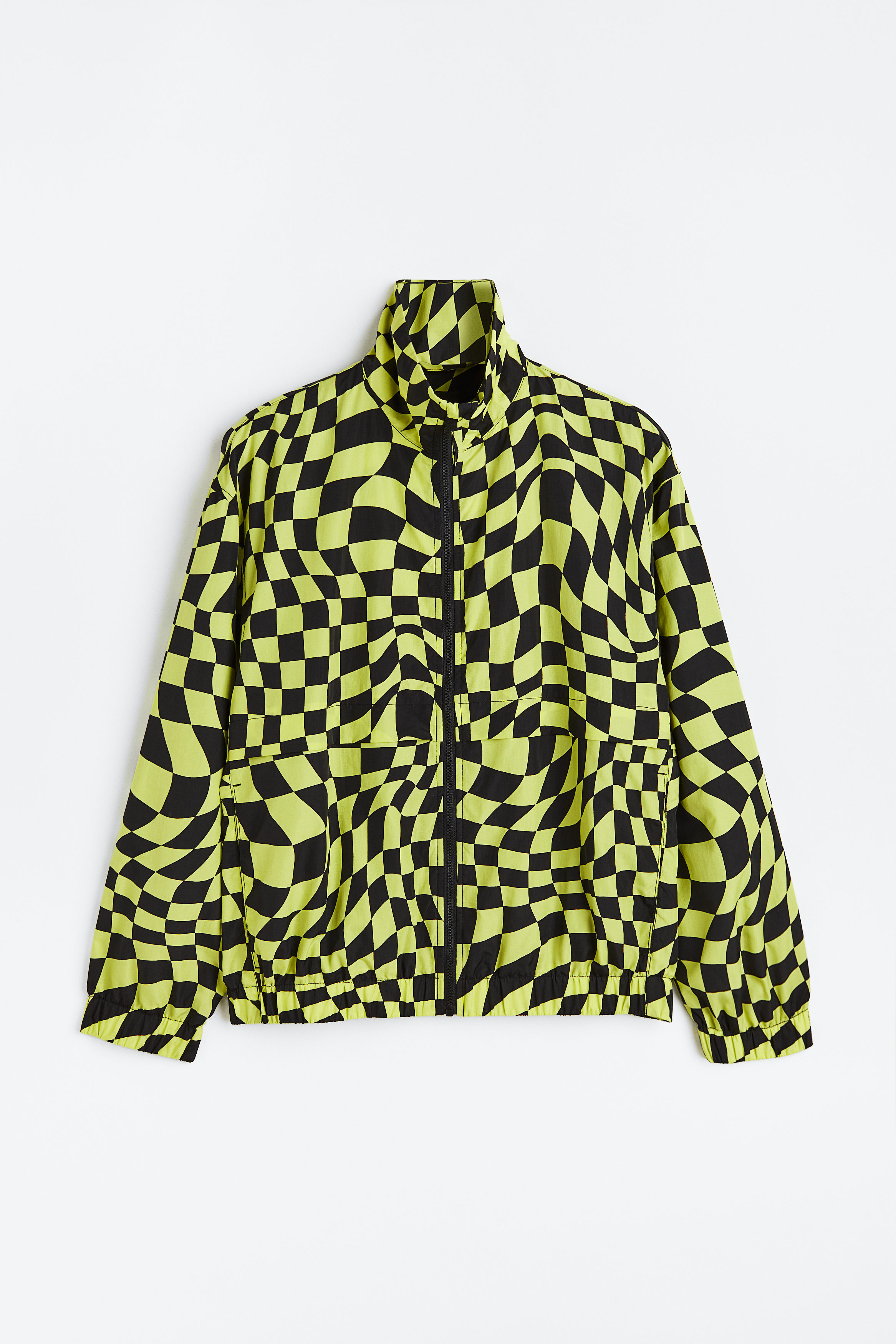 Billede af H&M Træningsjakke I Nylon Gul/sortternet, Træningsjakker. Farve: Yellow/black checked størrelse XS
