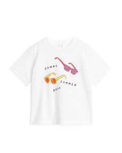 T-shirt Med Tryck Vitt/färgtryck