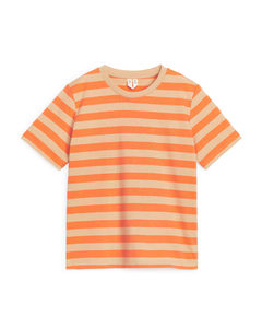 Stribet T-shirt Beige/orange
