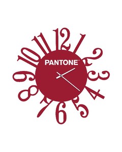 Homemania Pantone Clock Loop - Väggdekoration, Rund - Vardagsrum, Kök, Kontor - Bordeaux, Vit Metall, 40 X 0,15 X 40 Cm