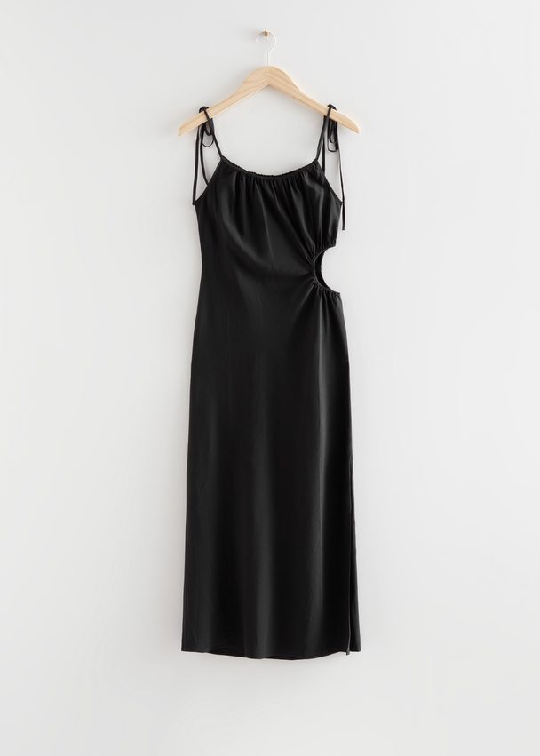 & Other Stories Strappy Cut-out Midi Dress Black