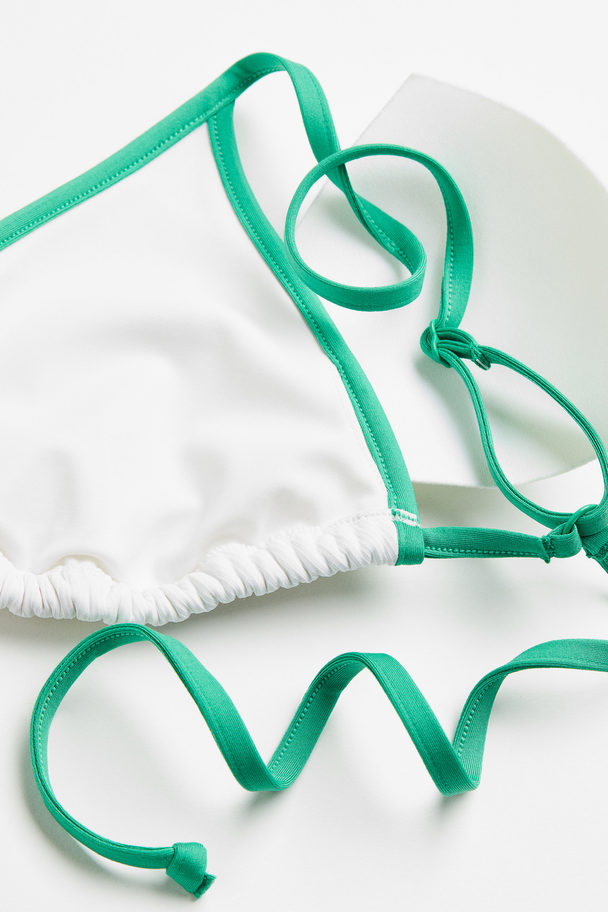 H&M Padded Triangle Bikini Top White/bright Green