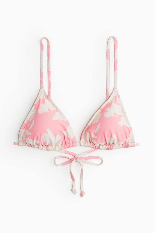 H&M Padded Triangle Bikini Top Light Pink/floral
