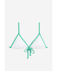 Wattiertes Triangel-Bikinitop Weiß/Knallgrün