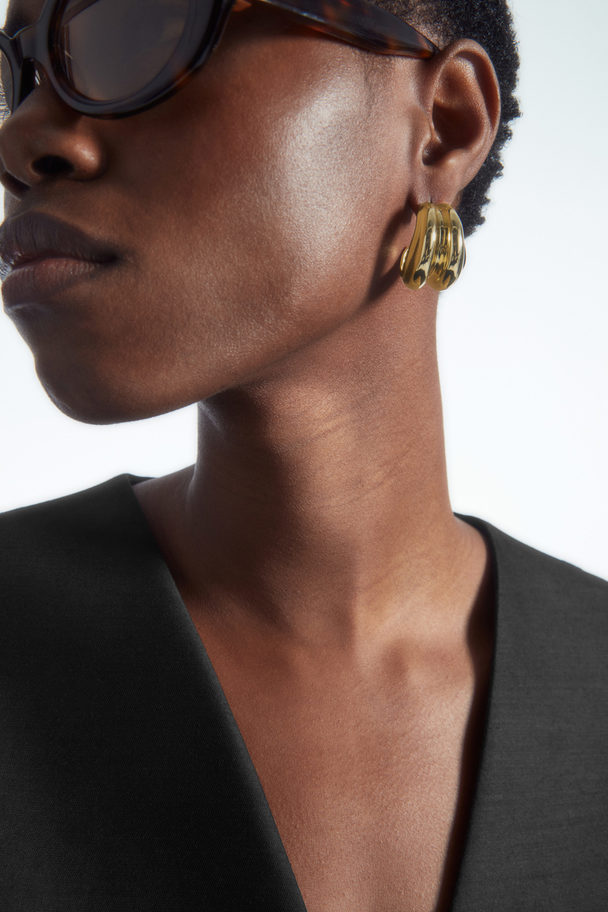 COS Layered Chunky Hoop Earrings Gold