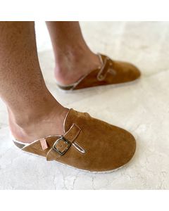 Glad Clog Slippers In Natural Leather
