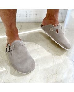 Glad Clog Slippers In Beige Leather
