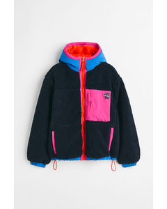 Vintage Hooded Sherpa Jacket Mörkblå