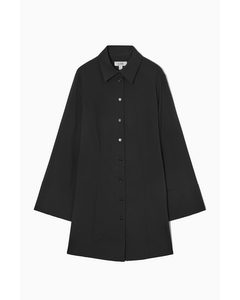 Waisted Mini Shirt Dress Black
