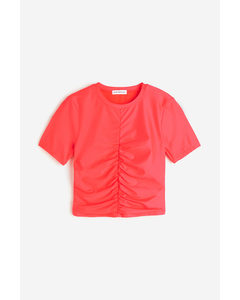Ruched Crop Tee Fiery Coral