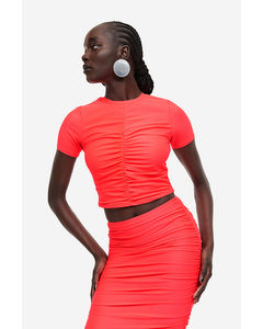 Ruched Crop Tee Fiery Coral
